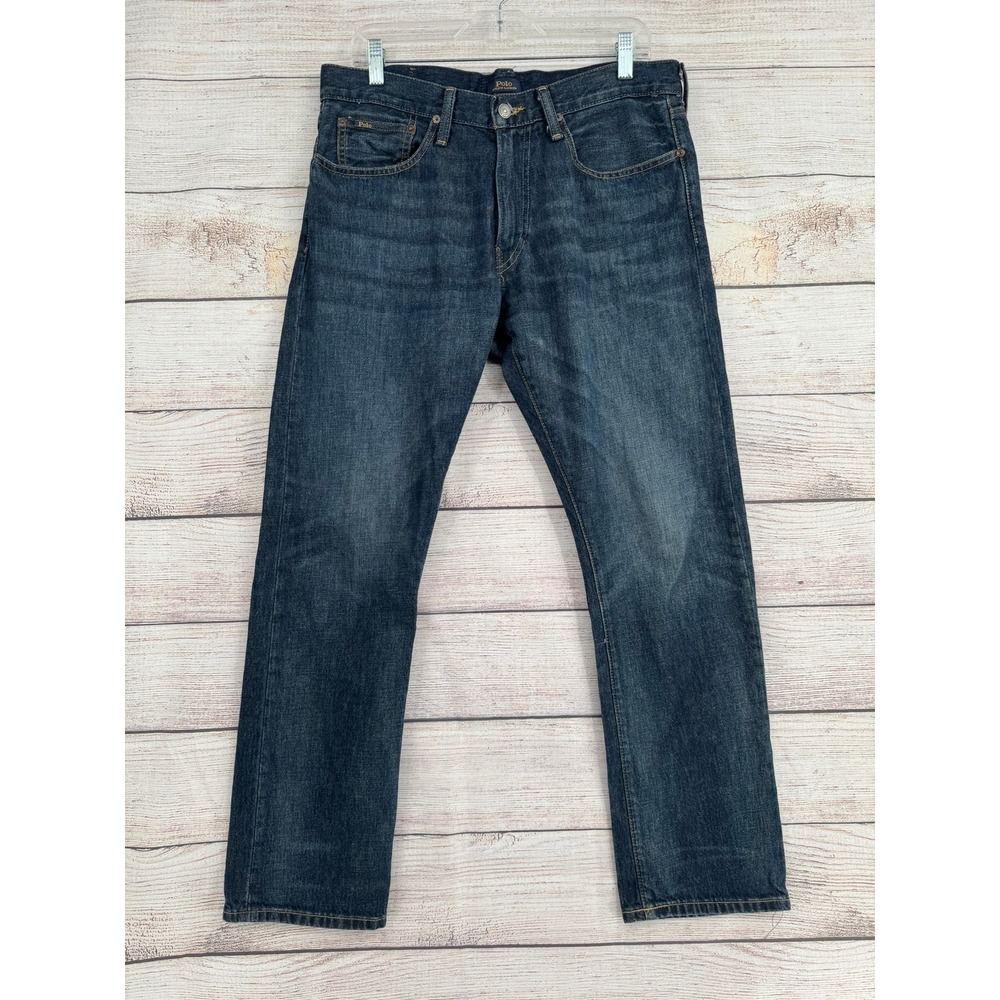 Polo Ralph Lauren Varick Slim Straight Men 32x30 Dark Blue Denim Jeans